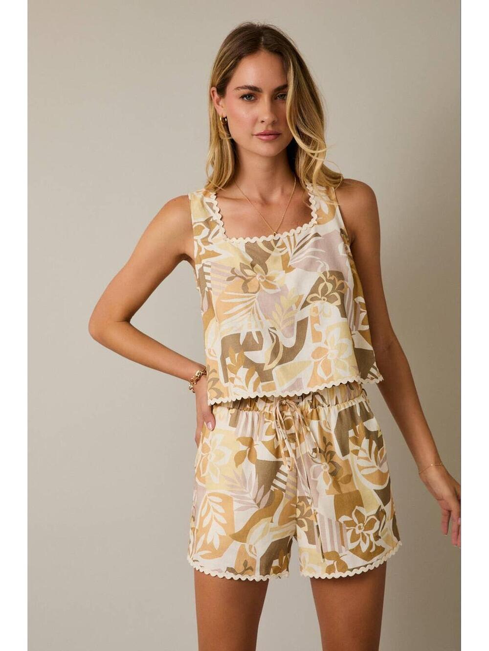 Tropics Lace Trim Crop Tank